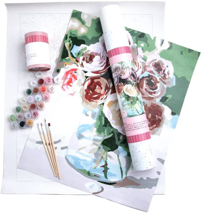 Pink Picasso Kits Botanical Floral DIY Canvas Paint by Numbers | Botanical Paint by Numbers kits | The Hobby Mom