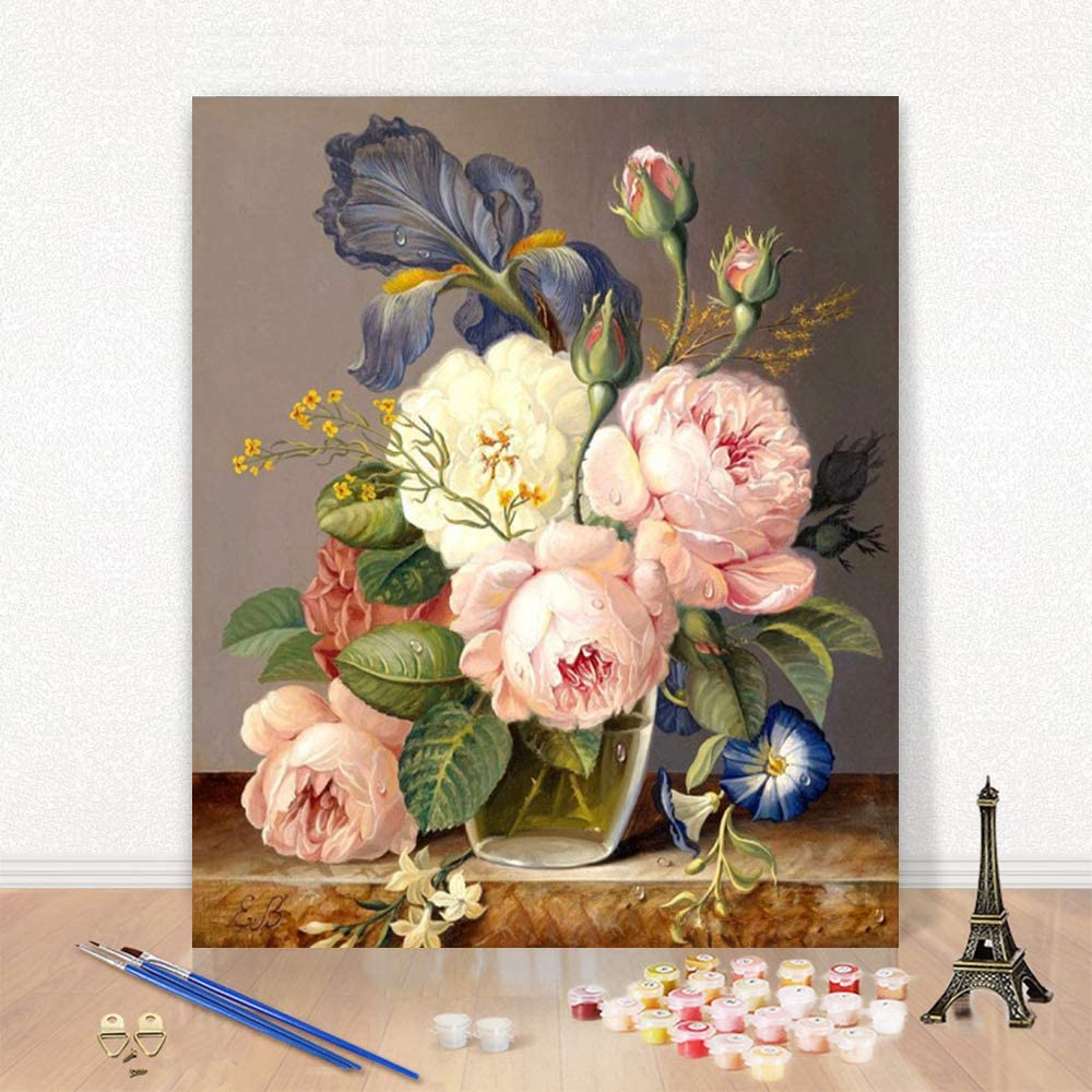 Paint by Number Flowers DIY Acrylic Painting - Botanical Paint by Numbers Kits | The Hobby Mom