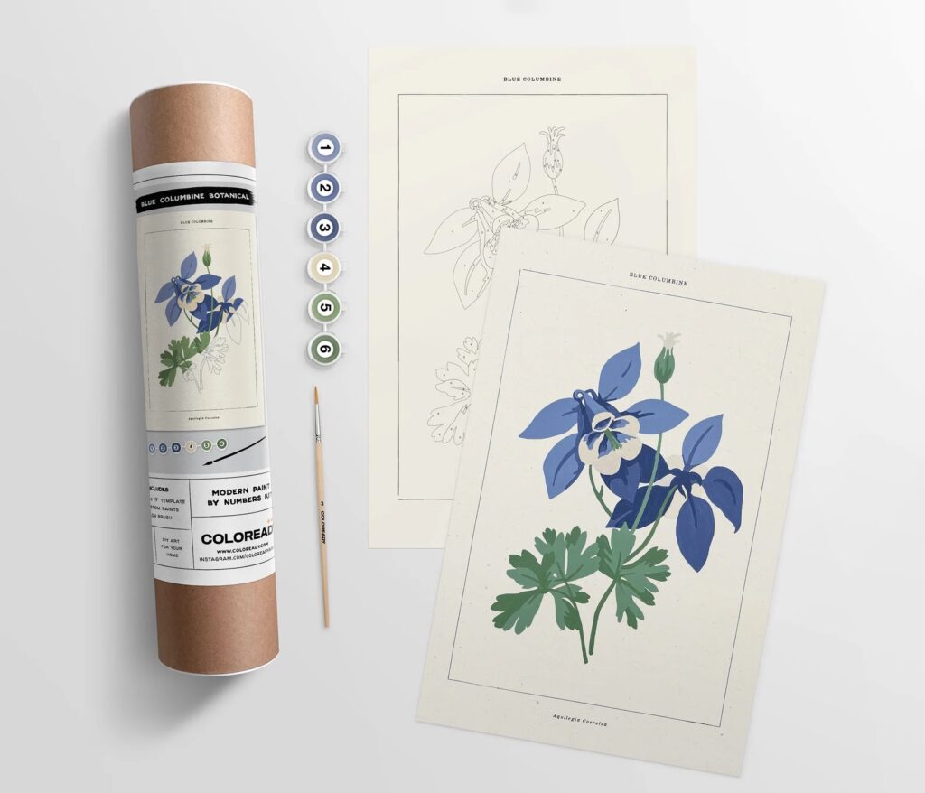 Blue botanical paint by numbers kits for adults | The Hobby Mom